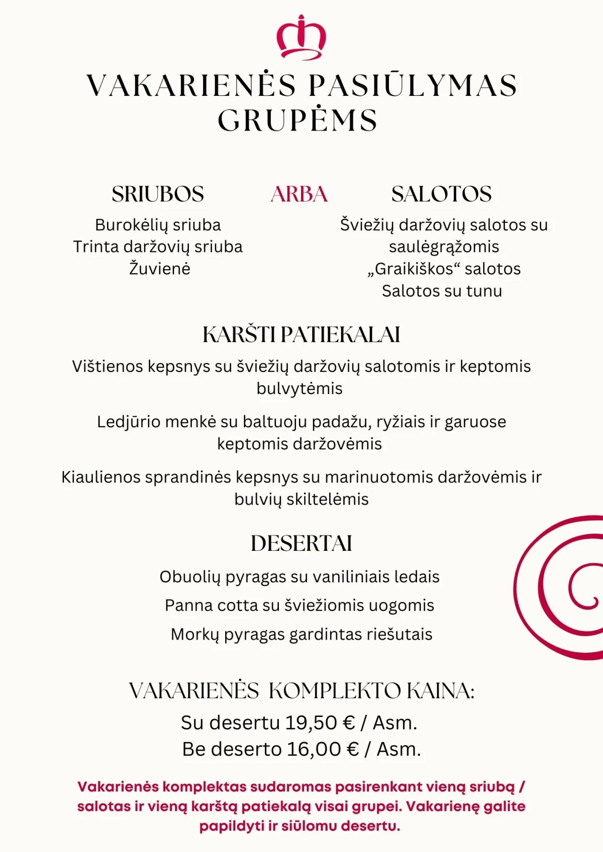 Vakarinės pasiūlymai grupėms IMG